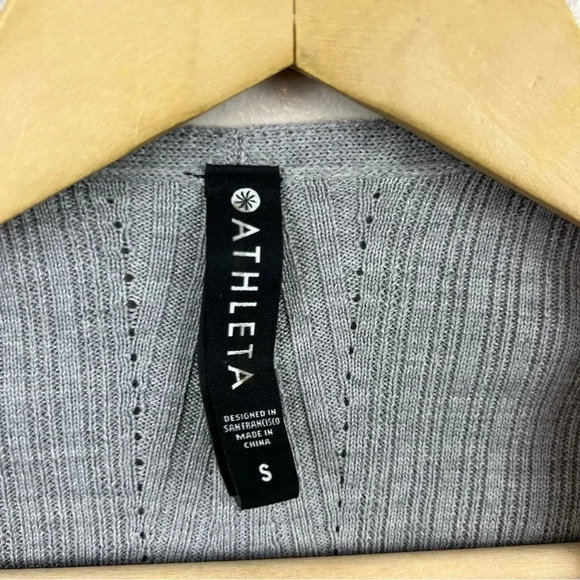 Athleta Solstice Wrap Cardigan Sweater Small Gray Merino Wool Ribbed Draped - Picture 4 of 10